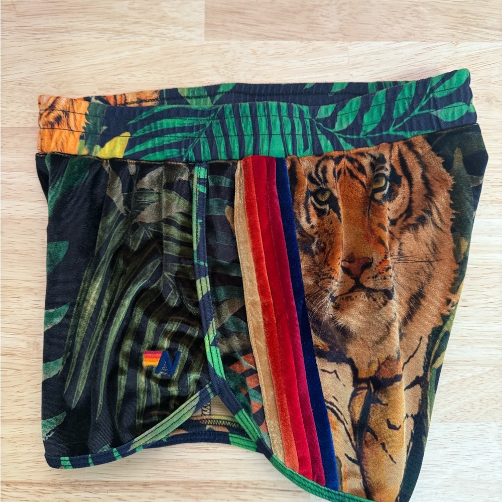 Aviator Nation Multicolor Tiger Print Athletic Shorts - Picture 3 of 7